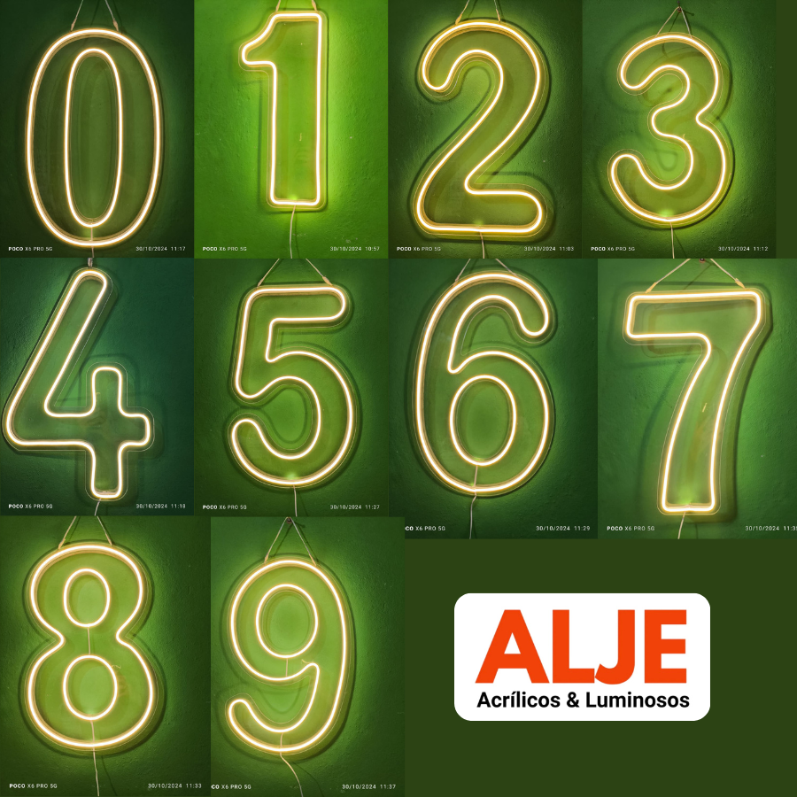 Número decorativo em LED iluminado